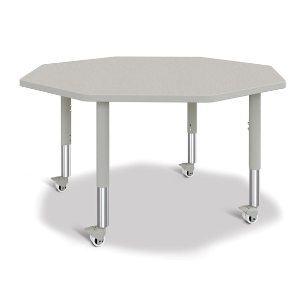 Berries Octagon Activity Table, 48 in. x 48 in., Mobile, Freckled Gray/Gray/Gray